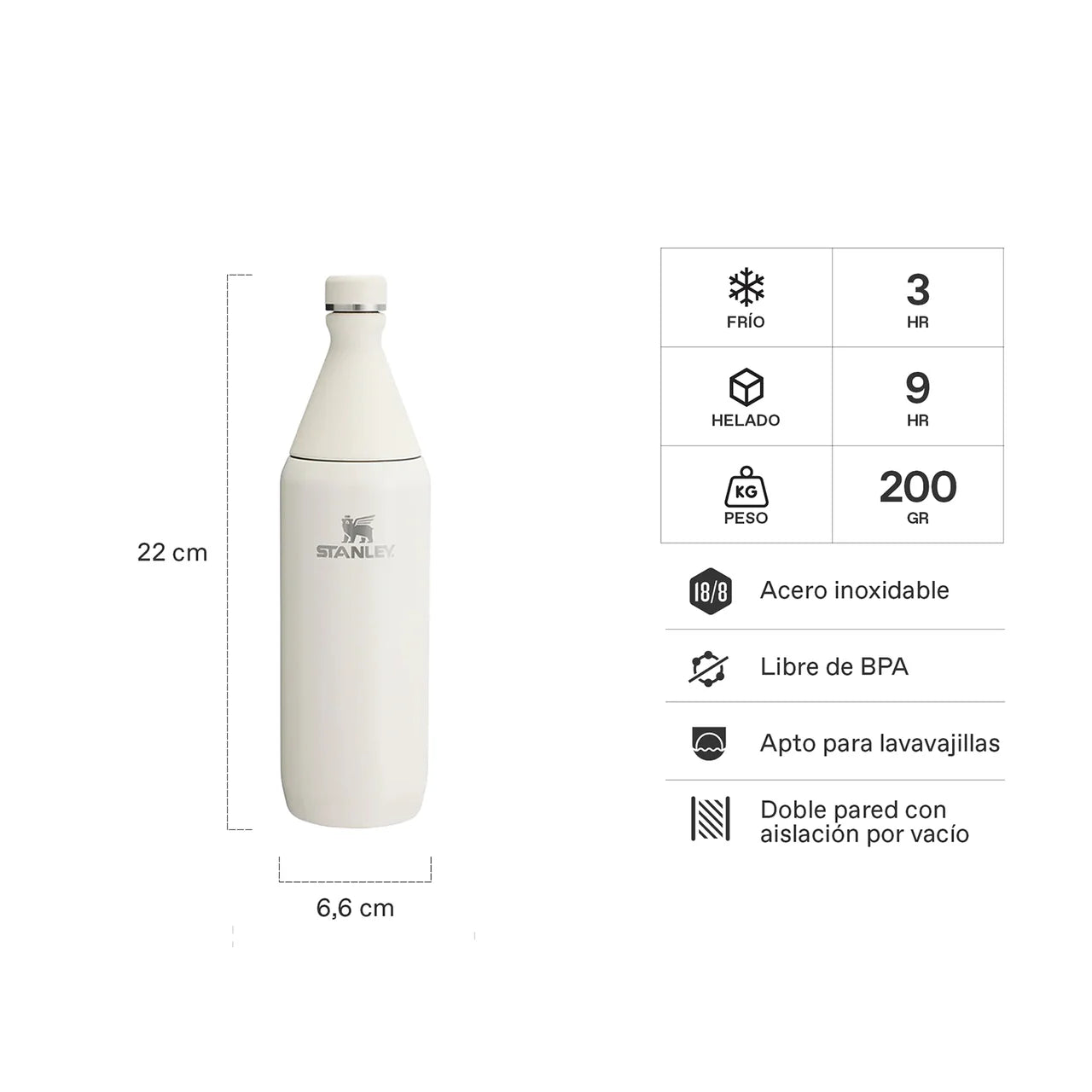 Botella Térmica All Day Slim Crema | 355 ml