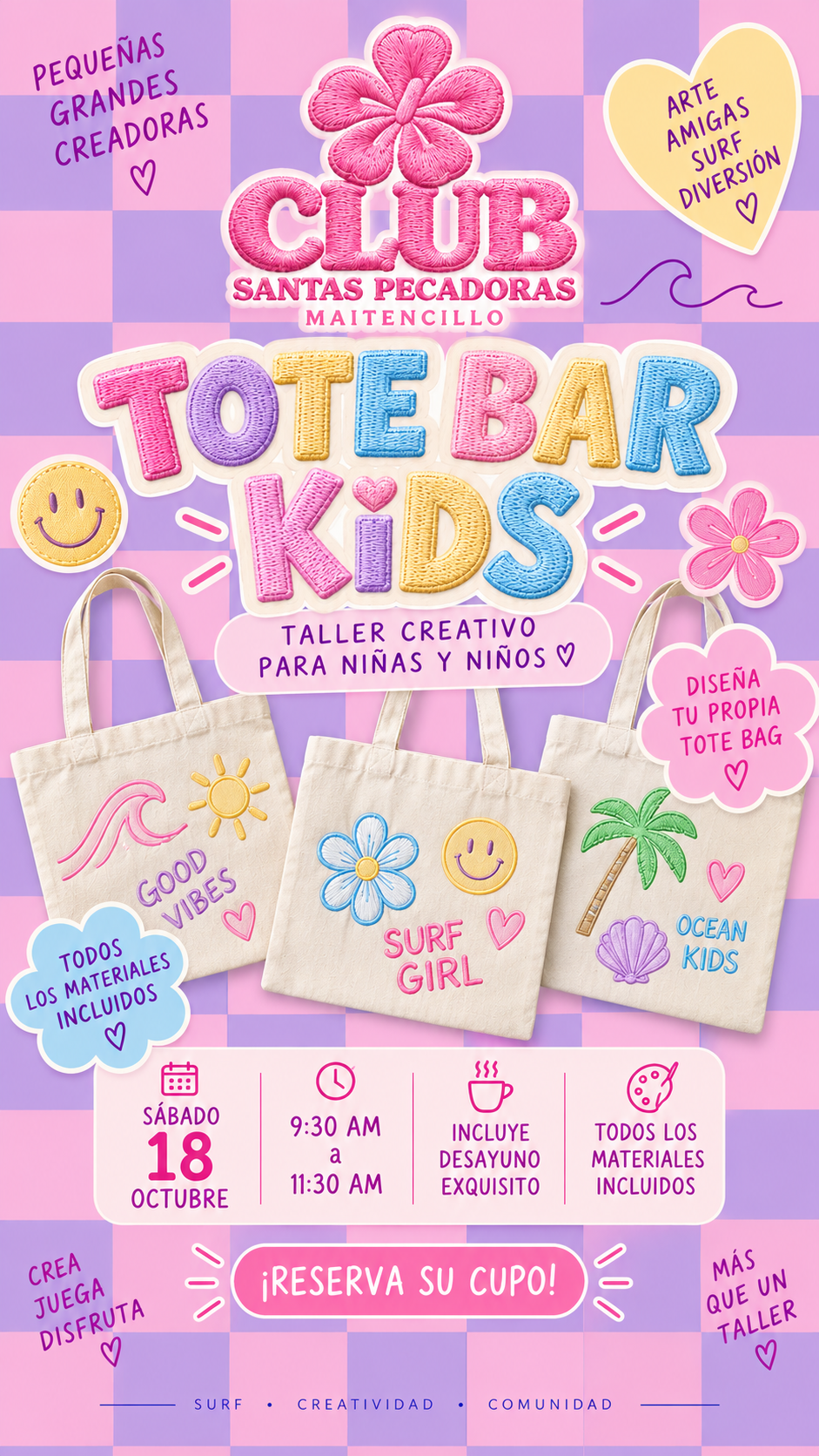 🌸 ¡TOTE BAG KIDS! 👜✨ 18 OCTUBRE