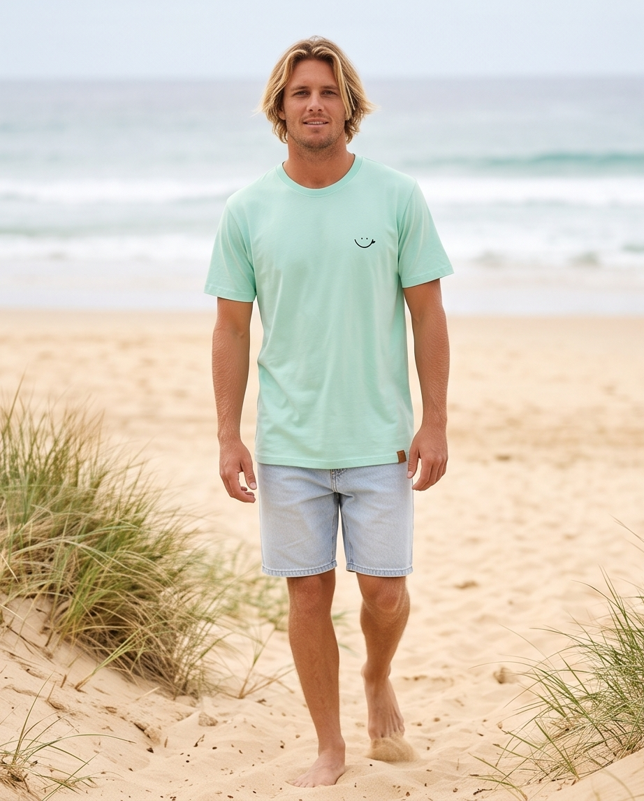 POLERA SP CELESTE - SMILE NEGRO