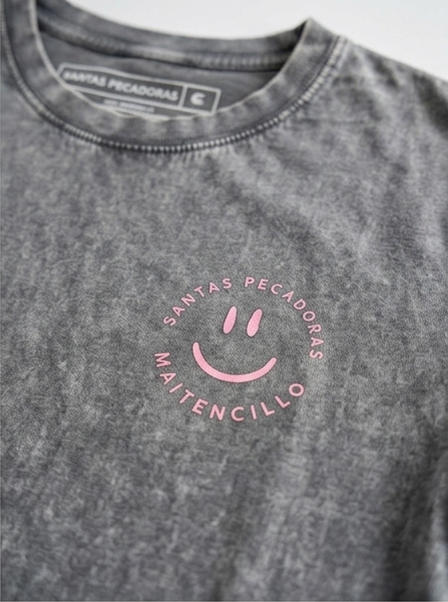 POLERA SP ACID GRIS - SMILE CIRCULAR ROSA