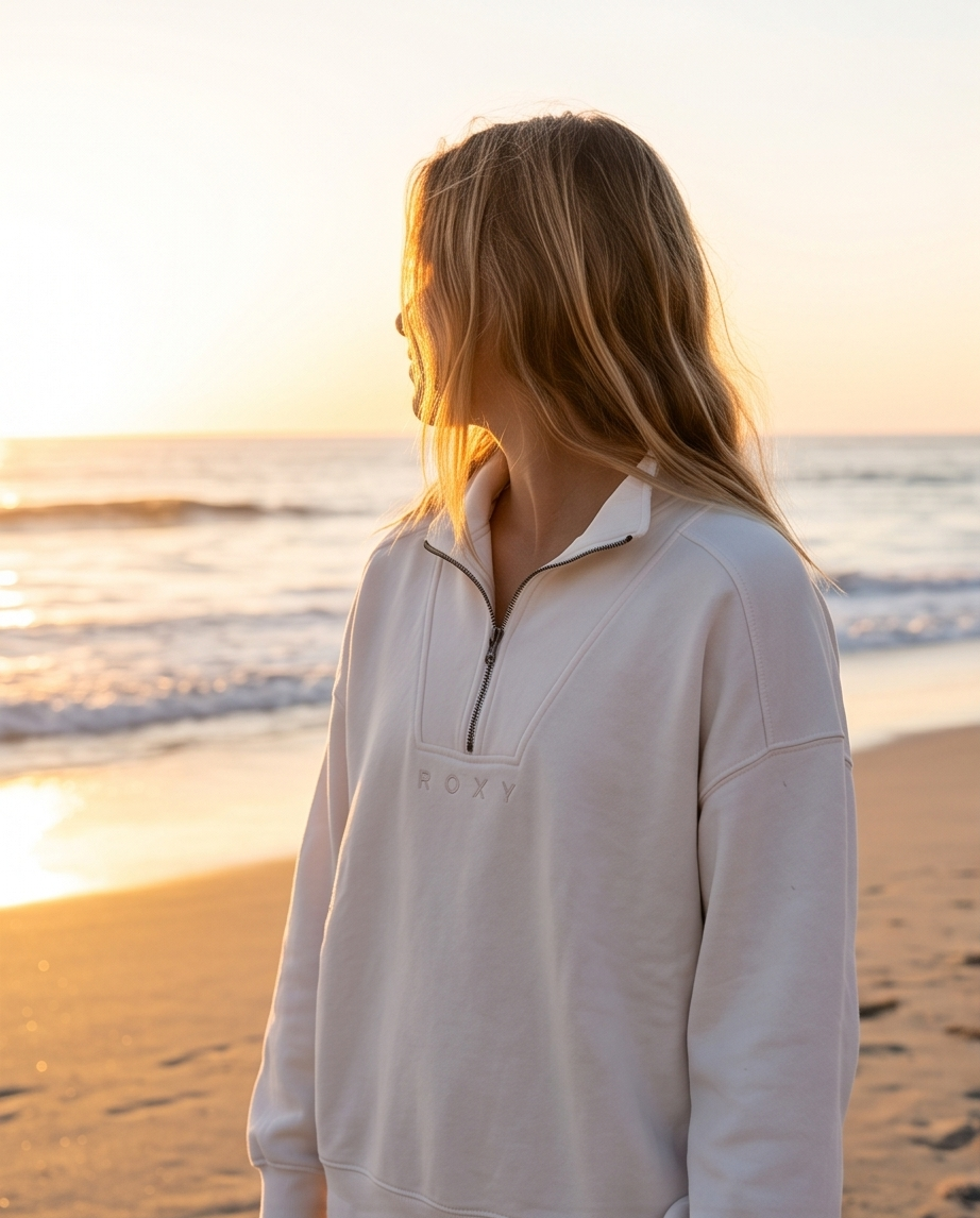 Boxy Half Zip Hoodie Crudo
