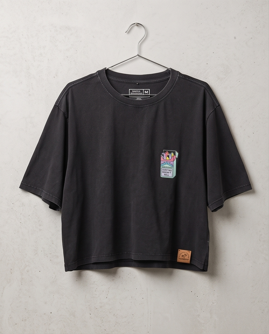 POLERA CROP SP ACID NEGRO - CAJETILLA TABLAS