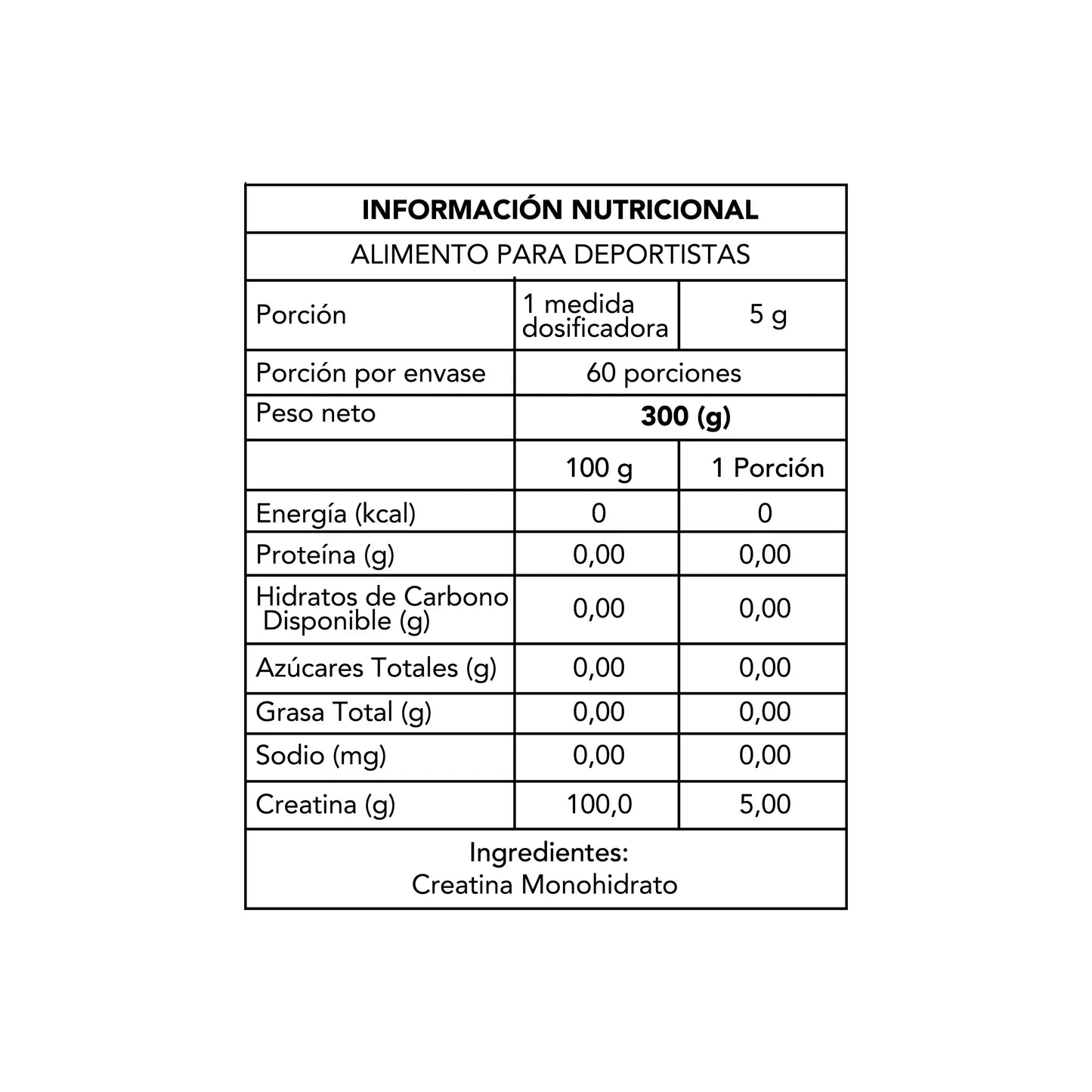 Creatina monohidratada 300 gramos - NewPharma