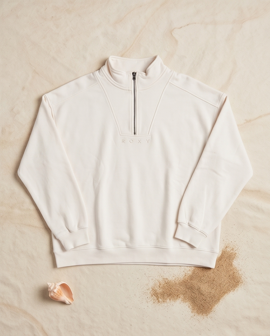 Boxy Half Zip Hoodie Crudo