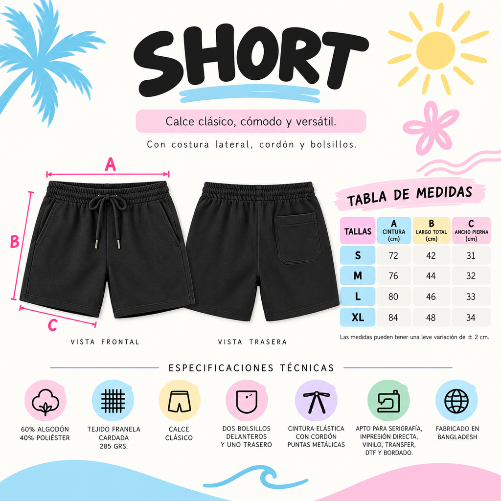 SHORT SP NEGRO - SMILE BLANCO