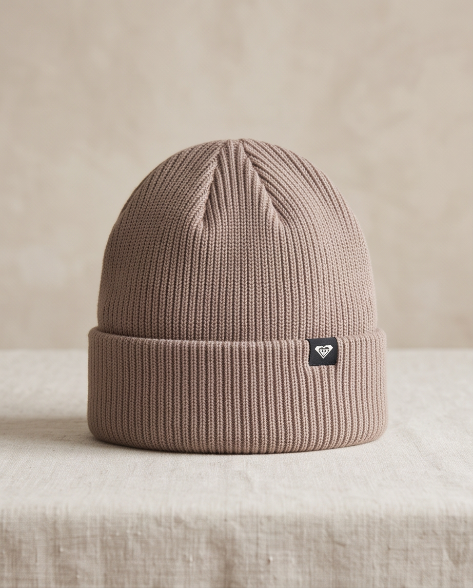Daily Rib Heart Beanie Roxy taupe rosa