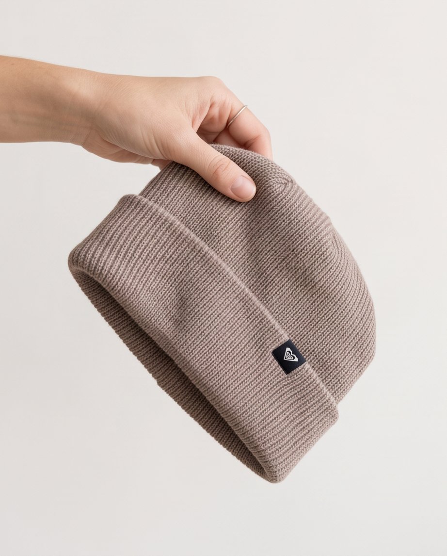 Daily Rib Heart Beanie Roxy taupe rosa