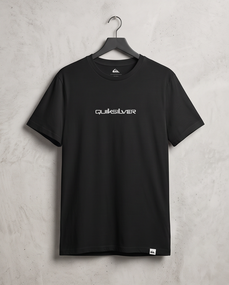 Black Quiksilver Logo Blanco