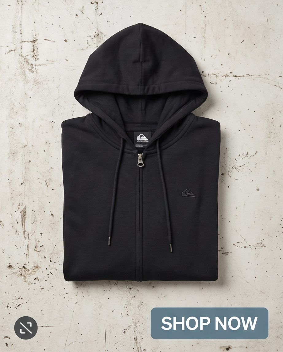 Essential Zip Hoodie Quiksilver NEGRO