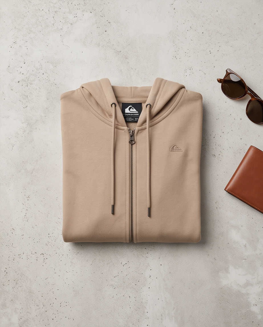 Essential Zip Hoodie Quiksilver BEIGE