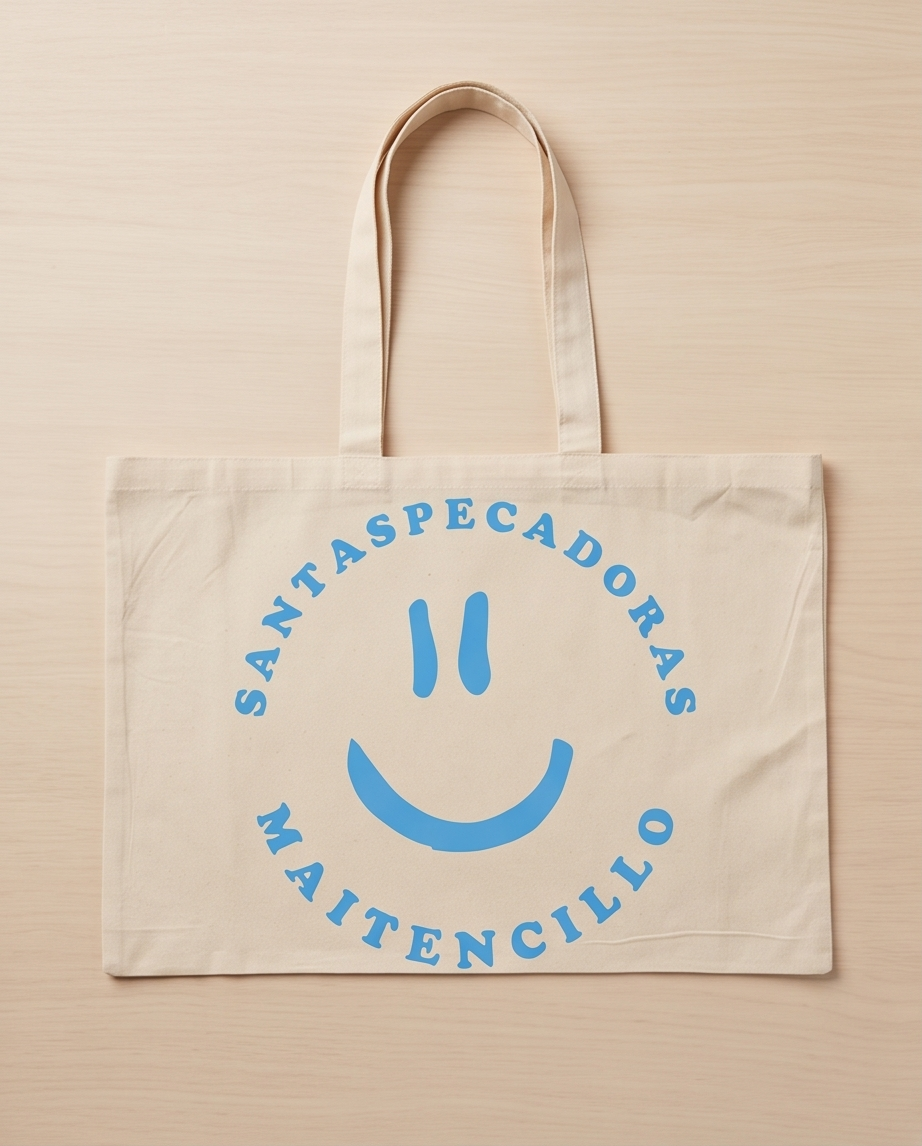 Tote Bag Santas Pecadoras – Algodón Orgánico smile celeste