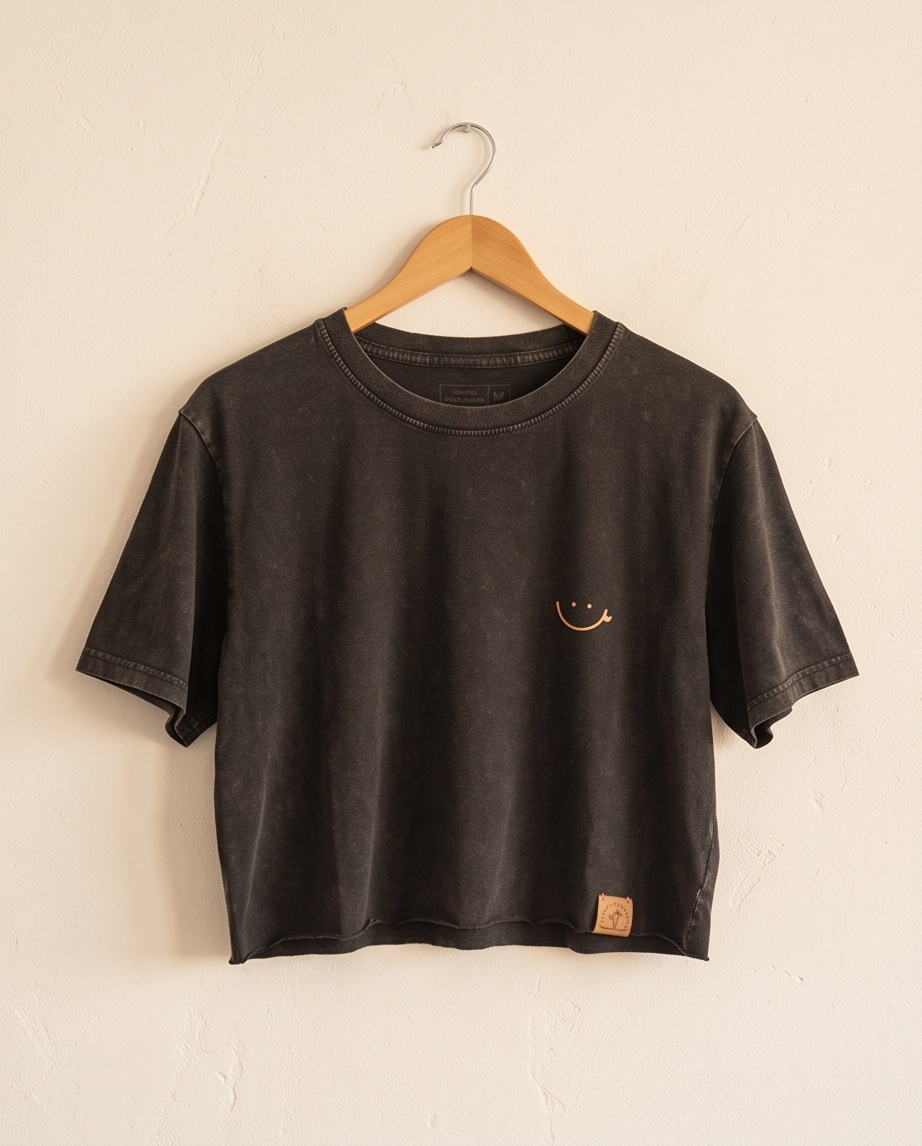 POLERA CROP SP ACID NEGRO - SMILE CAFE