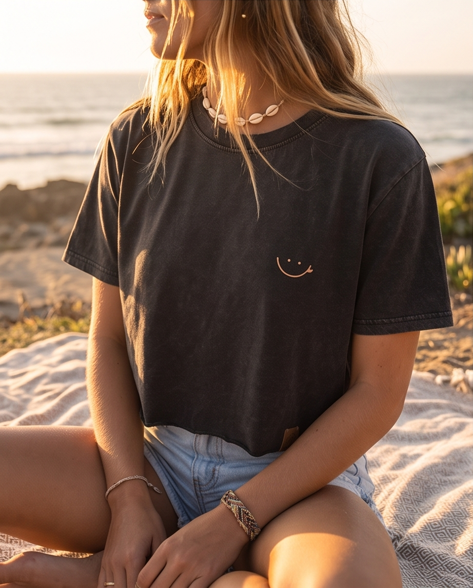 POLERA CROP SP ACID NEGRO - SMILE CAFE