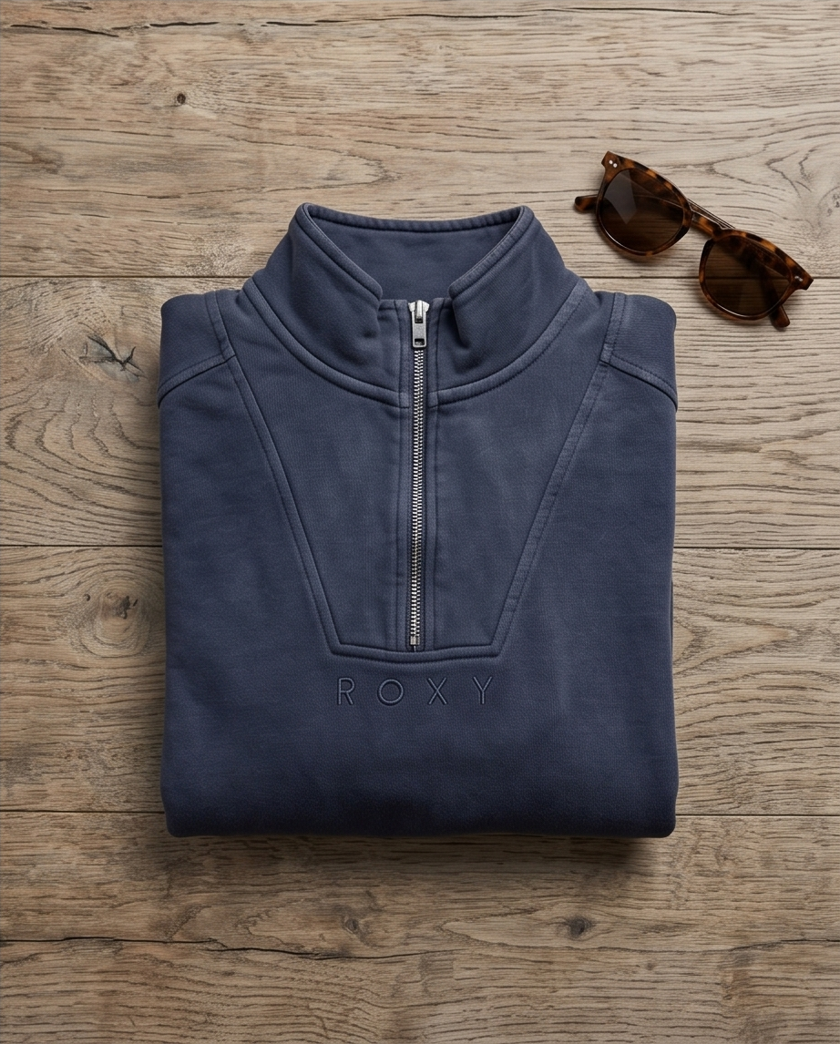 Boxy Half Zip Hoodie Black