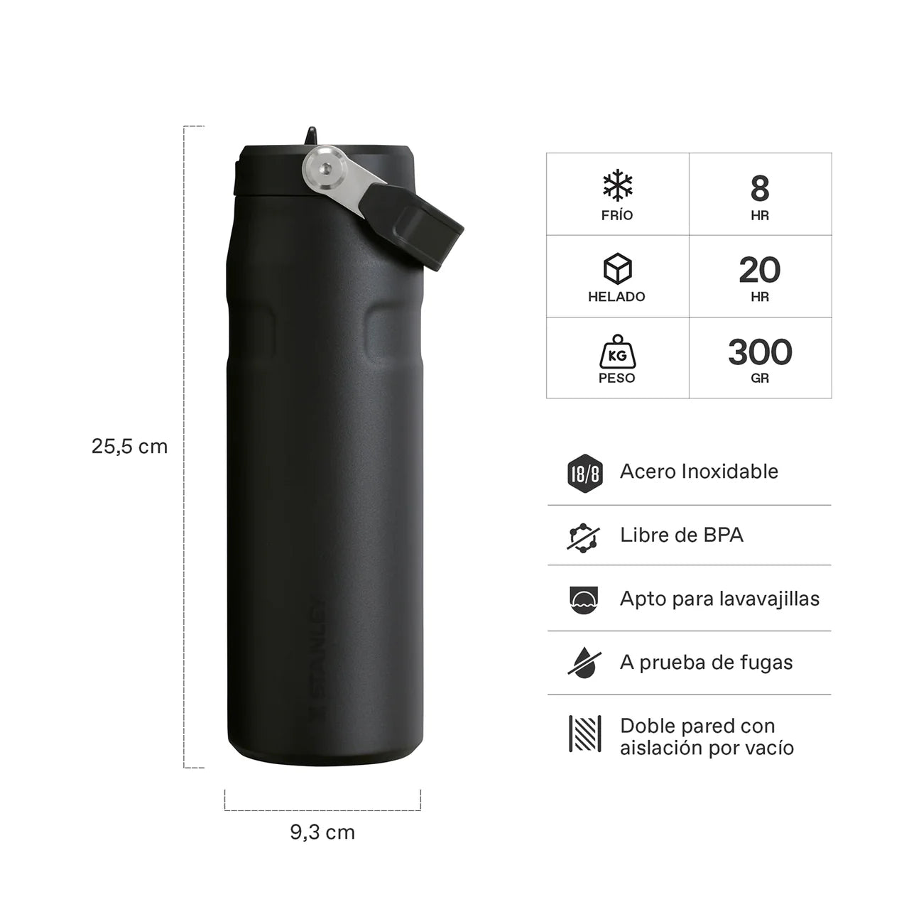 Botella Térmica Stanley Flip Straw Aerolight Black 2.0 | 710 ml