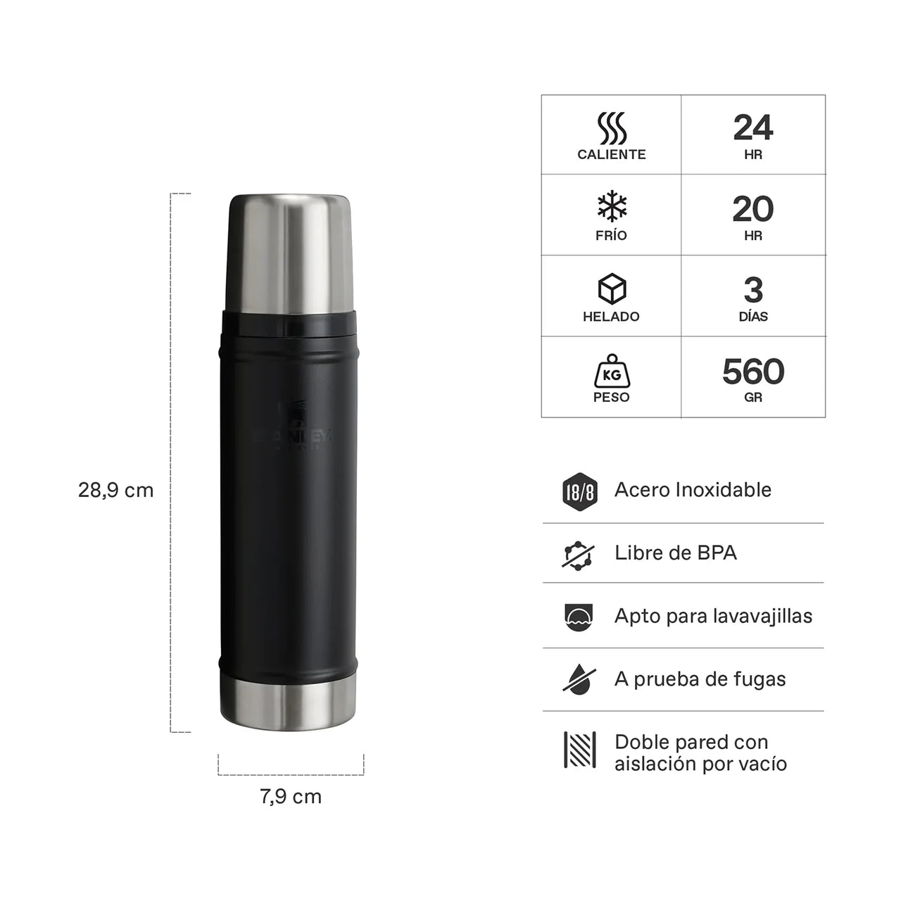 Termo Stanley Classic Black 2.0 | 591 ML