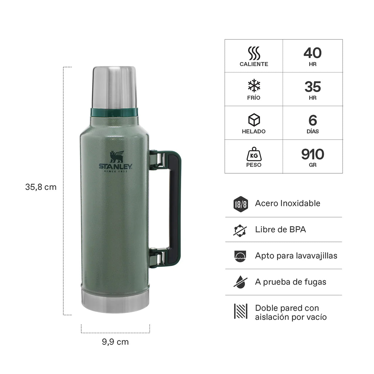 Termo Stanley Classic Verde | 1.4 lt